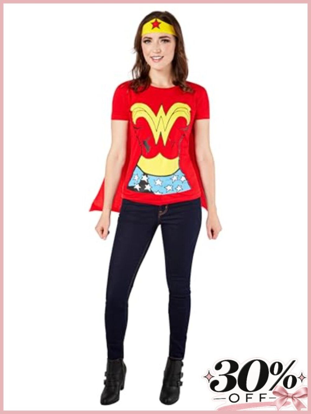 Wonder Woman Costume T-Shirt With Cape And Headband
